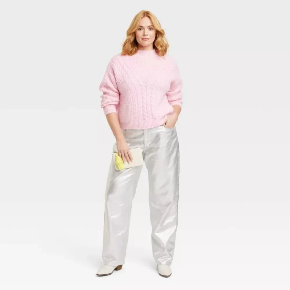 Women's Mid-Rise 90's Baggy Jeans - Universal Thread Metallic Wash - Picture 6 of 11